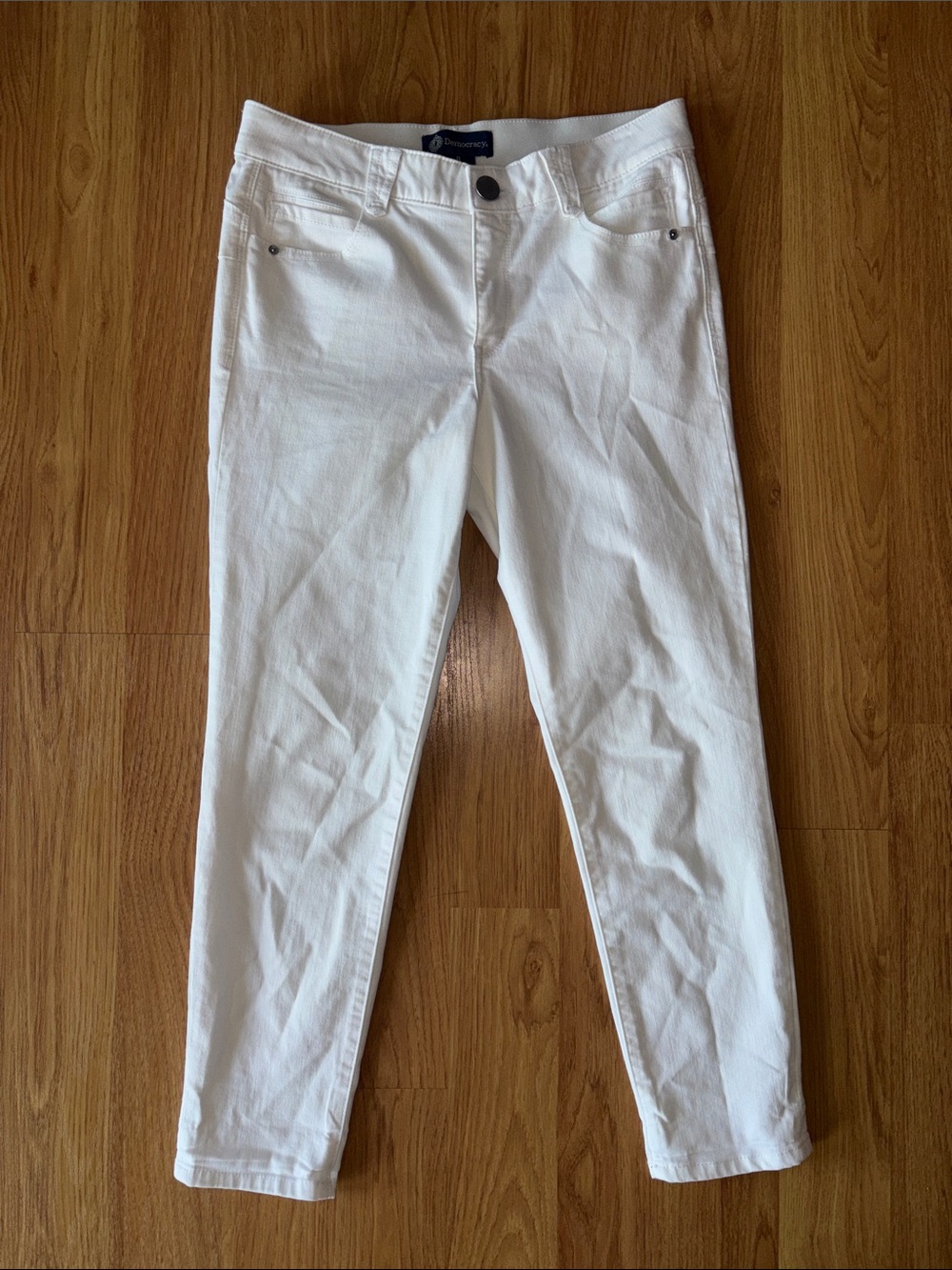Democracy White Jeans Slim/Straight Leg High Waisted Size 8